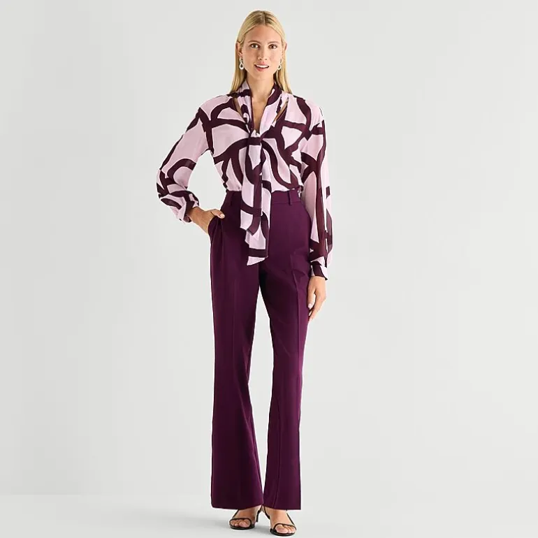 Worthington Womens Split Tie Neck Long Sleeve Blouse