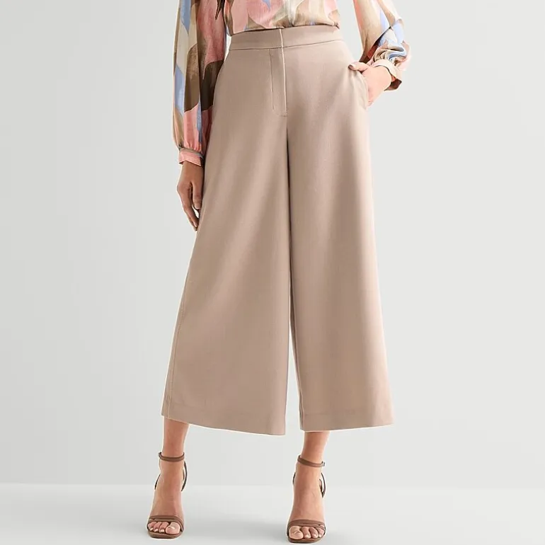 Worthington Womens Wide Leg High Rise Cropped Pant