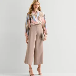 Worthington Womens Wide Leg High Rise Cropped Pant