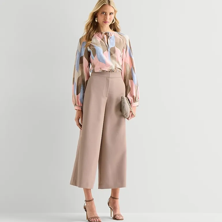 Worthington Womens Wide Leg High Rise Cropped Pant
