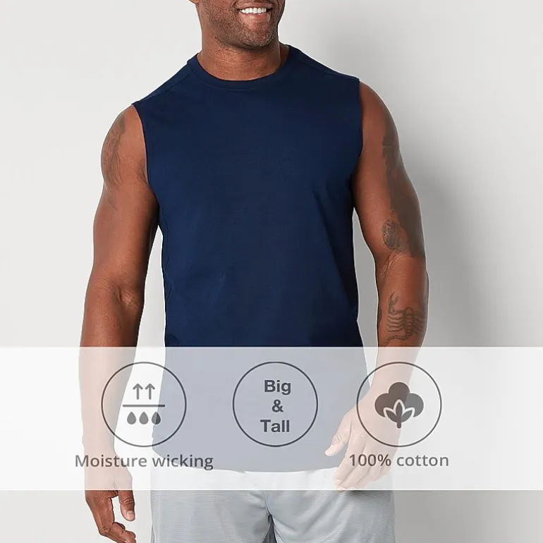 Xersion Cotton Mens Crew Neck Sleeveless Big and Tall Muscle T-Shirt