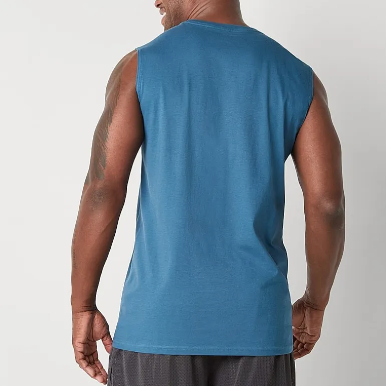 Xersion Cotton Mens Crew Neck Sleeveless Big and Tall Muscle T-Shirt