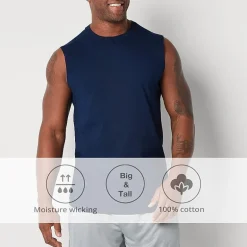Xersion Cotton Mens Crew Neck Sleeveless Big and Tall Muscle T-Shirt