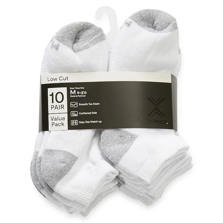 Xersion Little & Big Kid Boys Multi-Pack 10 Pair Low Cut Socks