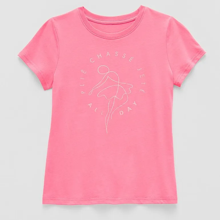 Xersion Little & Big Kid Girls Crew Neck Short Sleeve Regular Fit Graphic T-Shirt