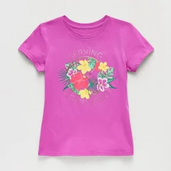 Xersion Little & Big Kid Girls Crew Neck Short Sleeve Regular Fit Graphic T-Shirt