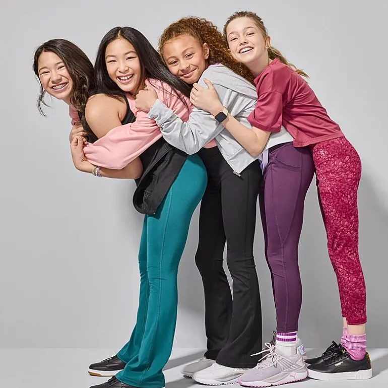 Xersion Must Have Little & Big Kid Girls Quick Dry High Rise Knit 26 1/2" Active Flare Full Length Leggings