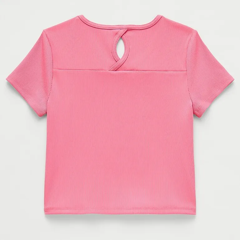 Xersion Rib Little & Big Kid Girls Scoop Neck Short Sleeve Active T-Shirt