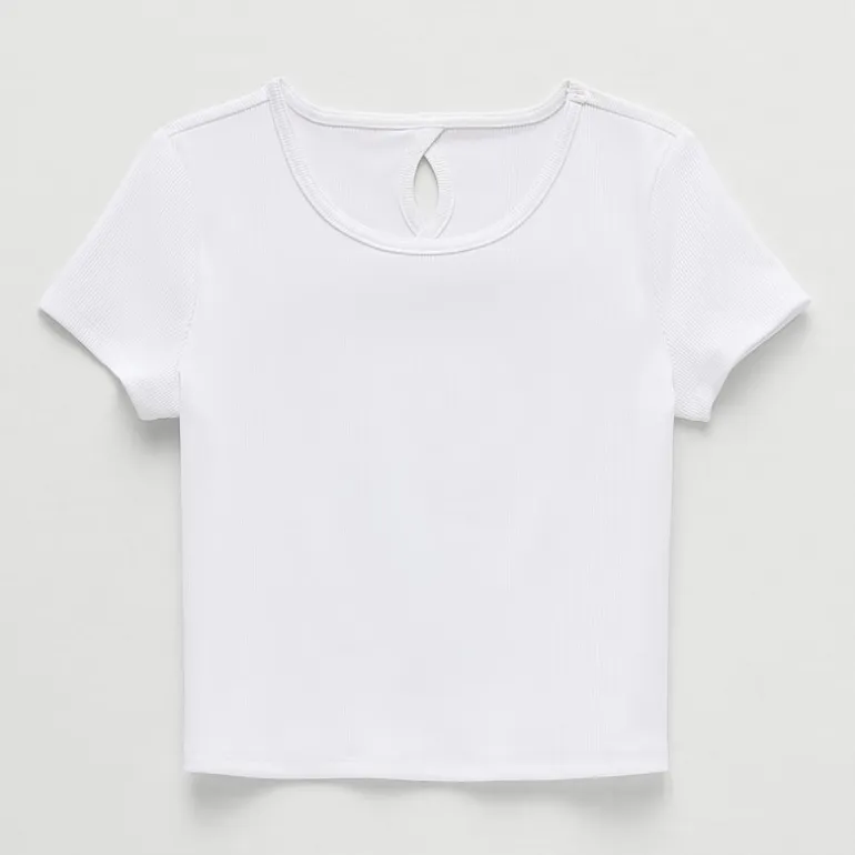 Xersion Rib Little & Big Kid Girls Scoop Neck Short Sleeve Active T-Shirt