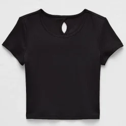 Xersion Rib Little & Big Kid Girls Scoop Neck Short Sleeve Active T-Shirt
