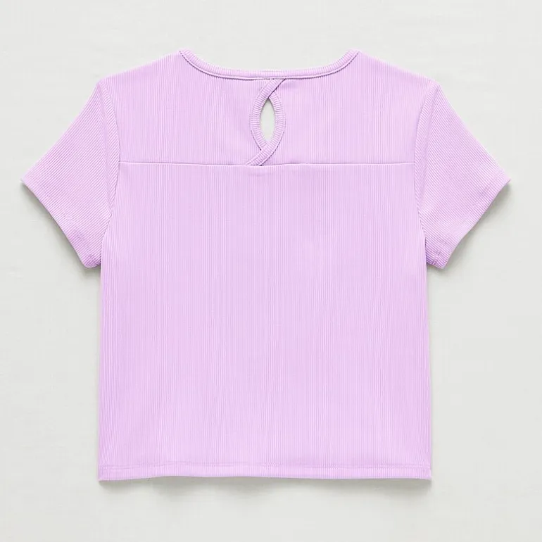 Xersion Rib Little & Big Kid Girls Scoop Neck Short Sleeve Active T-Shirt