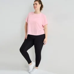 Xersion Ruffle Womens Crew Neck Short Sleeve Active Plus T-Shirt
