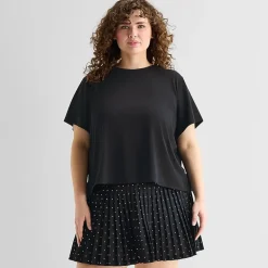 Xersion Ruffle Womens Crew Neck Short Sleeve Active Plus T-Shirt
