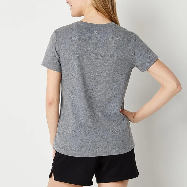 Xersion Womens Cotton Crew Neck Short Sleeve T-Shirt Tall
