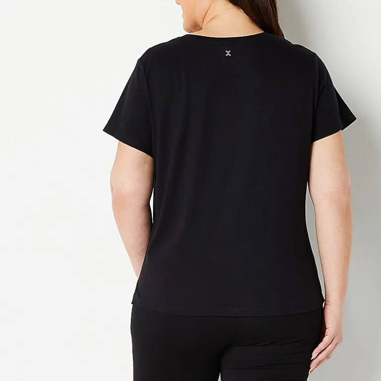 Xersion Womens Cotton Crew Neck Short Sleeve T-Shirt Plus