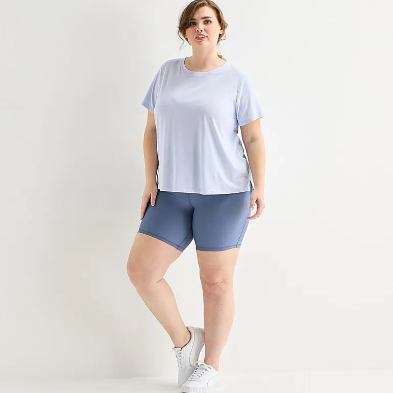 Xersion Womens Cotton Crew Neck Short Sleeve T-Shirt Plus