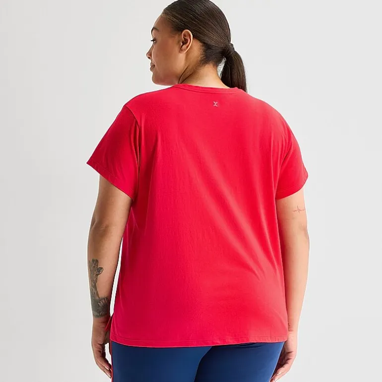 Xersion Womens Cotton Crew Neck Short Sleeve T-Shirt Plus