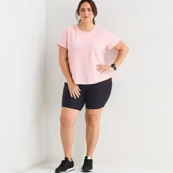 Xersion Womens Cotton Crew Neck Short Sleeve T-Shirt Plus