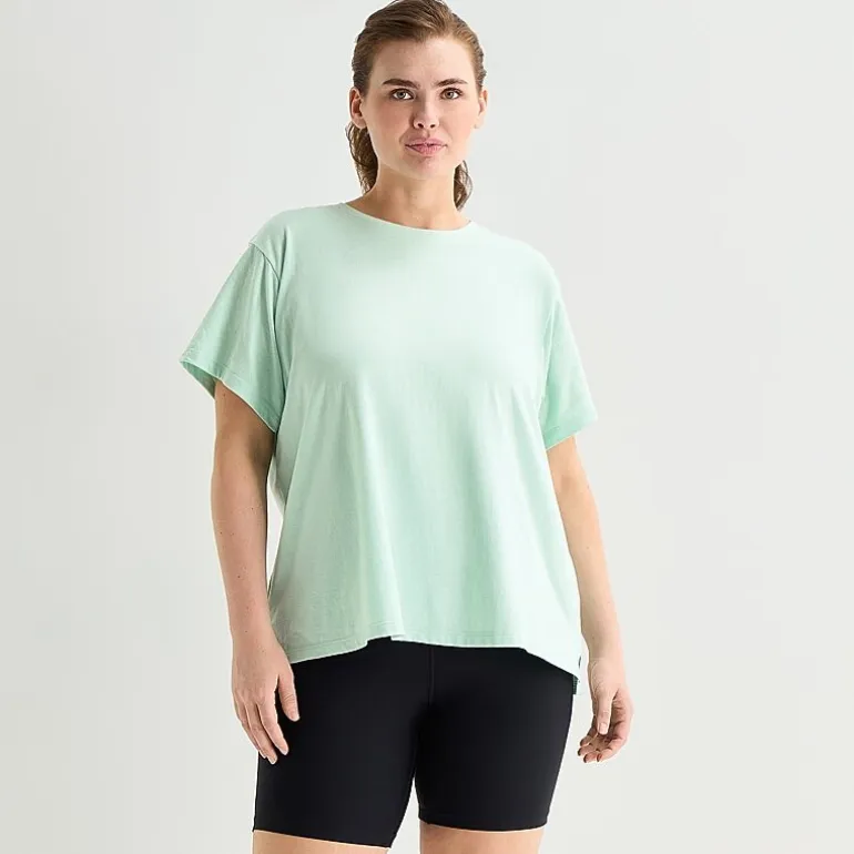 Xersion Womens Cotton Crew Neck Short Sleeve T-Shirt Plus