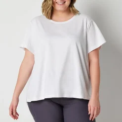 Xersion Womens Cotton Crew Neck Short Sleeve T-Shirt Plus