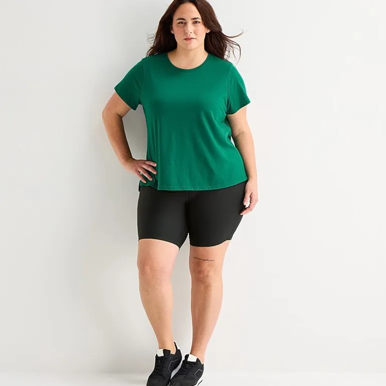 Xersion Womens Cotton Crew Neck Short Sleeve T-Shirt Plus