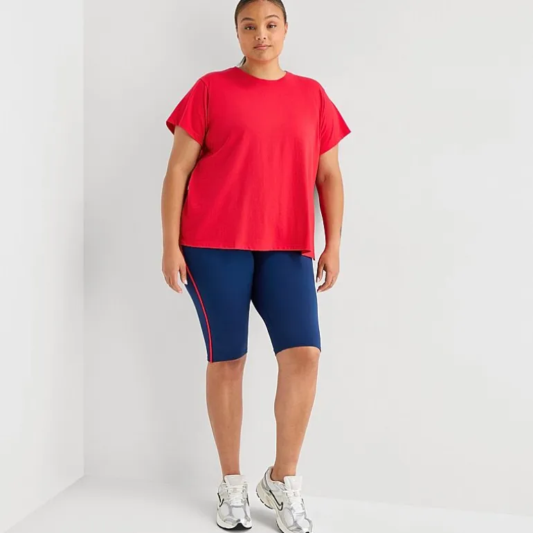 Xersion Womens Cotton Crew Neck Short Sleeve T-Shirt Plus