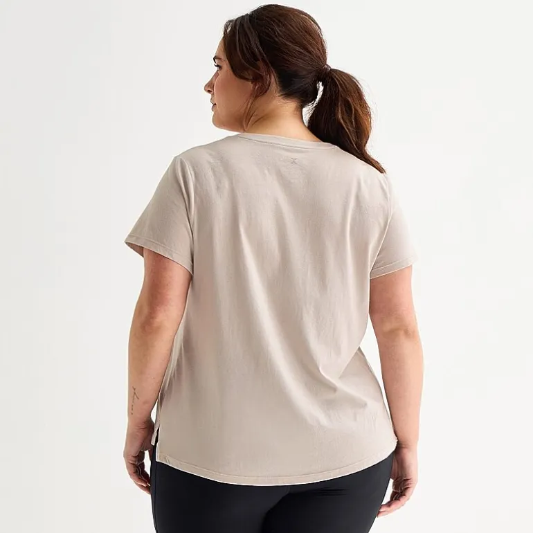 Xersion Womens Cotton Crew Neck Short Sleeve T-Shirt Plus