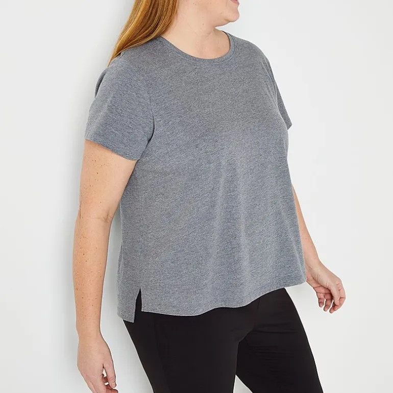 Xersion Womens Cotton Crew Neck Short Sleeve T-Shirt Plus