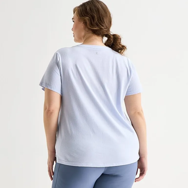 Xersion Womens Cotton Crew Neck Short Sleeve T-Shirt Plus