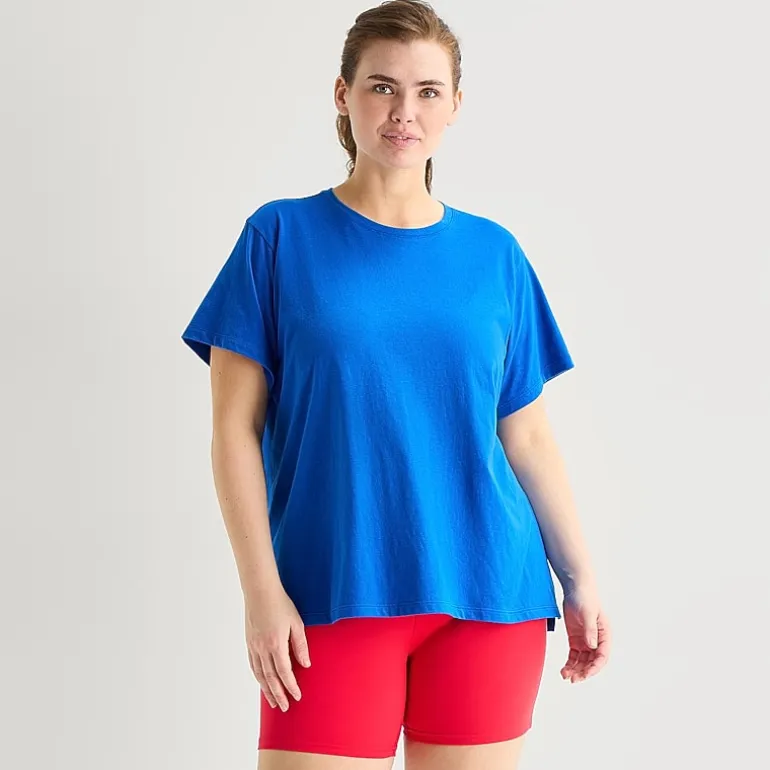 Xersion Womens Cotton Crew Neck Short Sleeve T-Shirt Plus