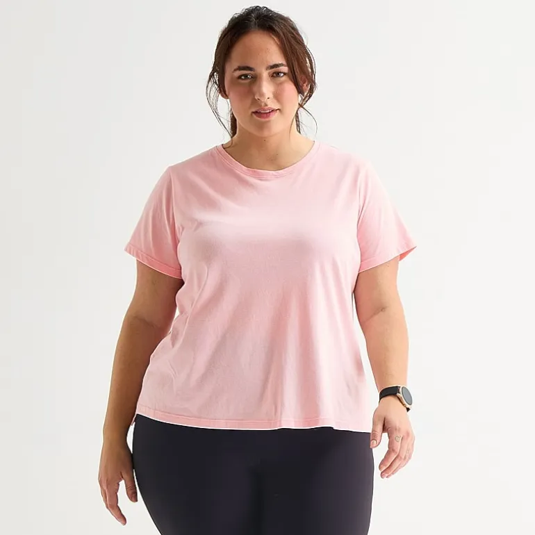 Xersion Womens Cotton Crew Neck Short Sleeve T-Shirt Plus