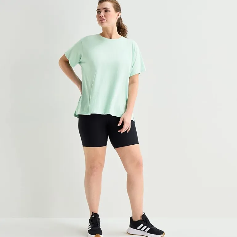 Xersion Womens Cotton Crew Neck Short Sleeve T-Shirt Plus