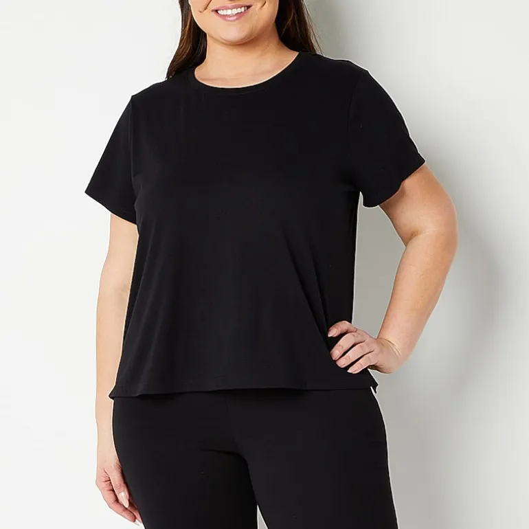 Xersion Womens Cotton Crew Neck Short Sleeve T-Shirt Plus