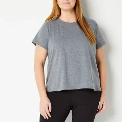 Xersion Womens Cotton Crew Neck Short Sleeve T-Shirt Plus