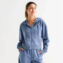 Xersion Womens French Terry Long Sleeve Zipper Active Hoodie