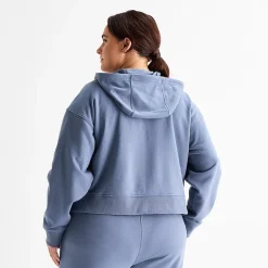 Xersion Womens French Terry Long Sleeve Zipper Active Plus Hoodie