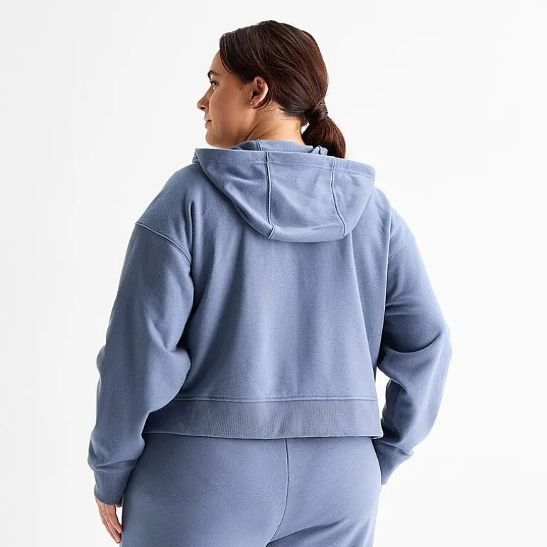Xersion Womens French Terry Long Sleeve Zipper Active Plus Hoodie