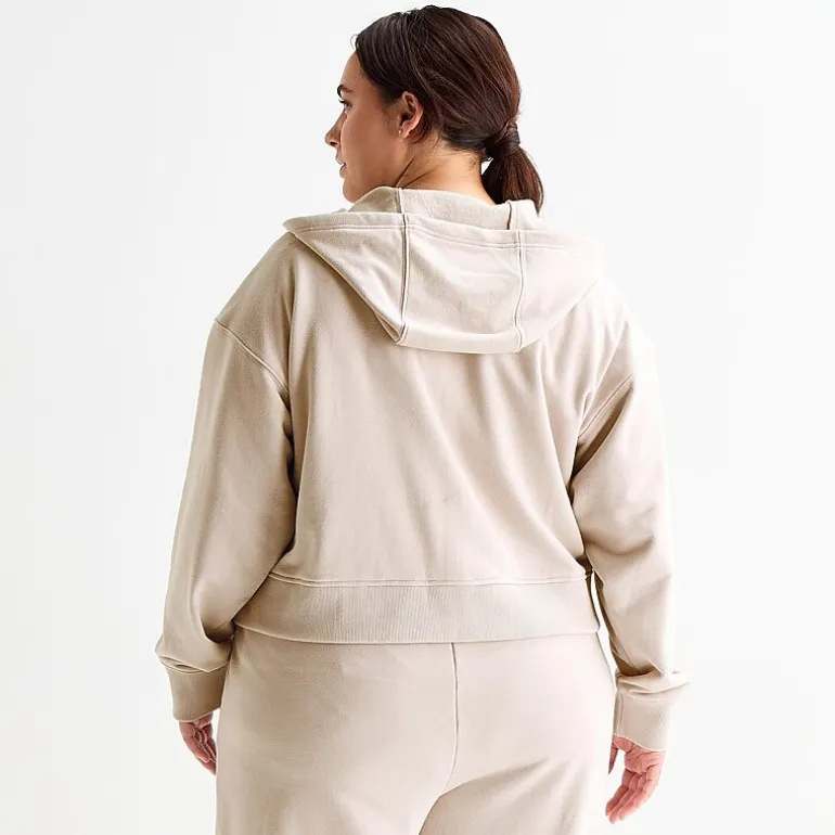 Xersion Womens French Terry Long Sleeve Zipper Active Plus Hoodie