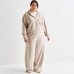 Xersion Womens French Terry Long Sleeve Zipper Active Plus Hoodie