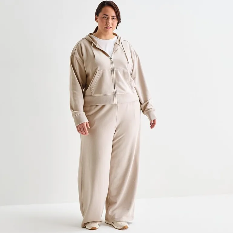 Xersion Womens French Terry Long Sleeve Zipper Active Plus Hoodie