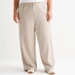 Xersion Womens French Terry Wide Leg Mid Rise Regular Fit Plus Active Pull-On Pant