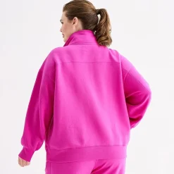 Xersion Womens Oversized Super Soft Fleece Half Zip Pullover Plus