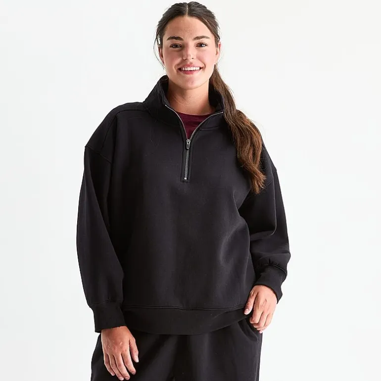 Xersion Womens Oversized Super Soft Fleece Half Zip Pullover Plus
