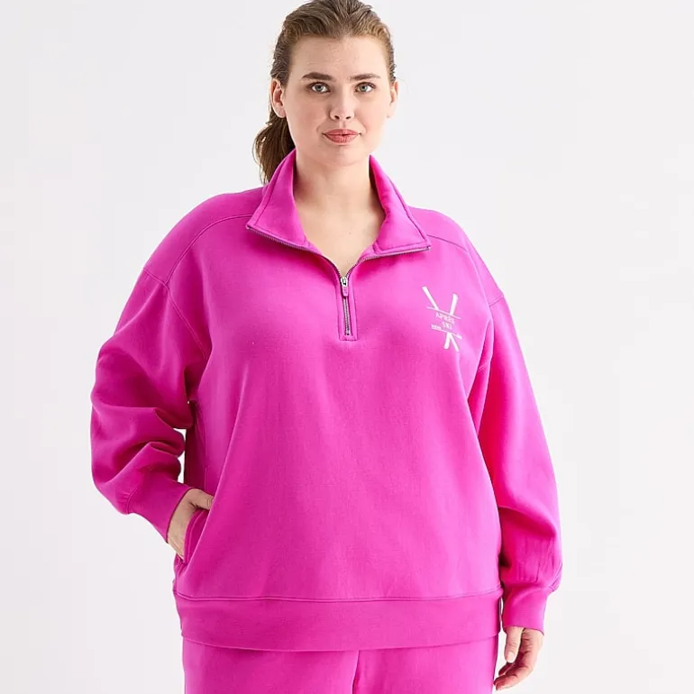 Xersion Womens Oversized Super Soft Fleece Half Zip Pullover Plus