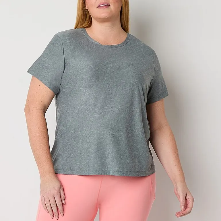 Xersion Womens Performance Crew Neck Short Sleeve Quick Dry Active Plus T-Shirt