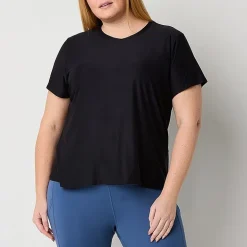 Xersion Womens Performance Crew Neck Short Sleeve Quick Dry Active Plus T-Shirt
