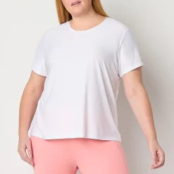 Xersion Womens Performance Crew Neck Short Sleeve Quick Dry Active Plus T-Shirt