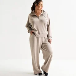 Xersion Womens Plus Scuba Luxe Hooded Half Zip Pullover