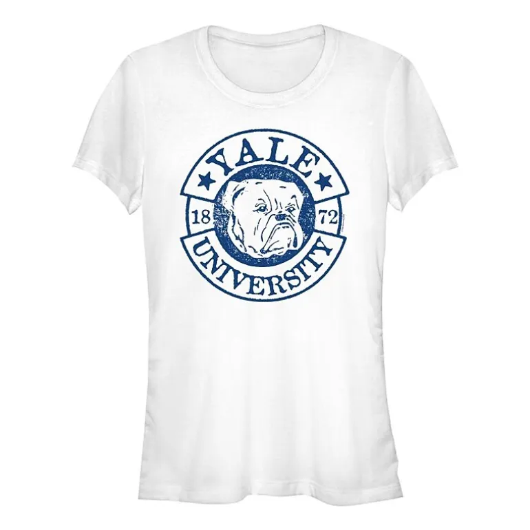 Yale University Tee Womens Juniors Crew Neck Short Sleeve Classic Fit Graphic T-Shirt