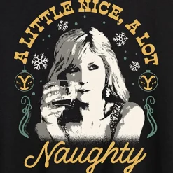 Yellowstone Beth Dutton Nice And Naughty Womens Juniors Crew Neck Short Sleeve Regular Fit Graphic T-Shirt